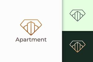logo dell'appartamento o della proprietà a forma di diamante per attività immobiliari vettore
