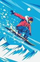 sport invernali con il concetto di snowboard vettore