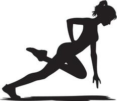 donna spingere su yoga posa vettore silhouette illustrazione 9