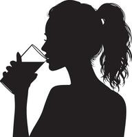 donna bevanda acqua vettore silhouette illustrazione 7
