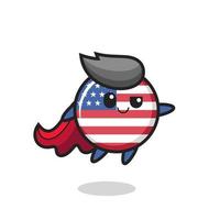 il simpatico personaggio del supereroe del distintivo della bandiera degli Stati Uniti sta volando vettore