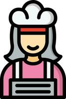 femmina capocuoco vettore icona design illustrazione