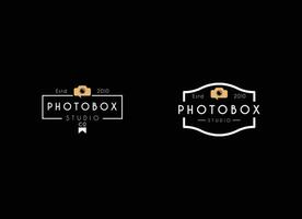 fotografia studio e foto scatola logo design vettore. vettore