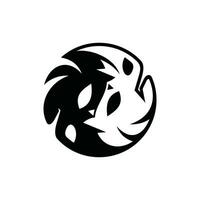 Due rinoceronte yin yang viso moderno logo design illustrazione, elemento grafico illustrazione modello vettore