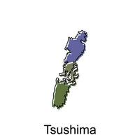 carta geografica città di tsushima disegno, alto dettagliato vettore carta geografica - Giappone vettore design modello
