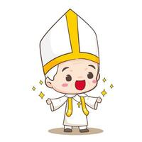 carino papa cartone animato carattere. contento sorridente cattolico sacerdote portafortuna carattere. cristiano religione concetto design. isolato bianca sfondo. vettore arte illustrazione.