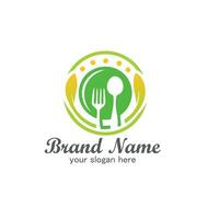 piatto e forchetta logo design per ristorante logo vettore