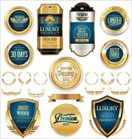 Distintivi ed etichette d&#39;oro di lusso premium vettore