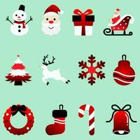 impostato di bianca, rosso, nero Natale decorazioni. design elementi per saluto carta o invito. vettore illustrazione