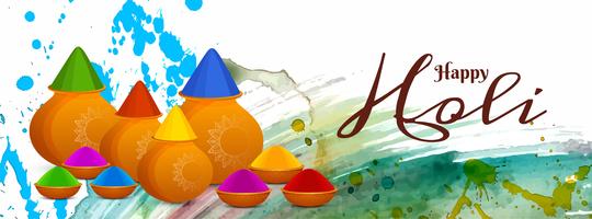 Modello di banner festival Happy Holi astratto vettore