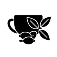 icona del glifo nero con tè alla rosa canina vettore