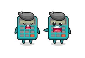 illustrazione della discussione tra due simpatici personaggi della calcolatrice vettore