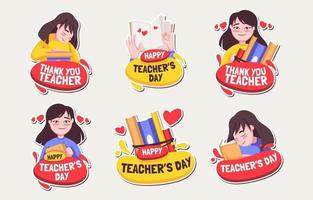 collezioni di adesivi per la giornata degli insegnanti felici vettore