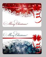 set di carte con palle di Natale, stelle e fiocchi di neve, illustrazione. vettore