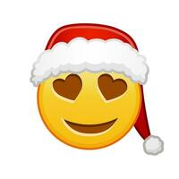 Natale sorridente viso con cuore occhi grande dimensione di giallo emoji Sorridi vettore