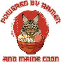ramen Sushi Maine coon gatto vettore illustrazioni per grafico disegno, maglietta stampe, manifesti, e tazze.