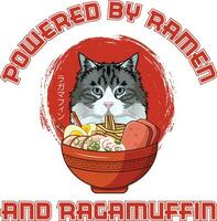 ramen Sushi ragamuffin gatto vettore illustrazioni per grafico disegno, maglietta stampe, manifesti, e tazze.