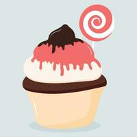 illustrazione di un' cupcake. dolce Cupcake con cioccolato. vettore illustrazione di dolce.