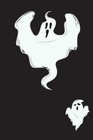 Due Halloween fantasmi. pauroso bianca fantasma, fantasma o spirito mostro con pauroso viso. volante fantasma orrore vacanza vettore