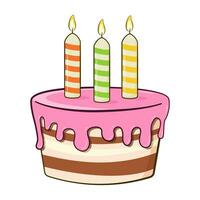 torta di compleanno con le candeline vettore