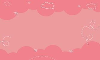 carino rosa sfondo con scarabocchio di nuvole e stelle vettore