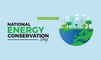 mondo energia conservazione giorno è osservato dicembre 14. persone conoscere di e Salva il pianeta e verde eco amichevole con lampada. striscione, manifesto, carta, sfondo design. vettore