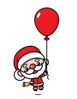 carino e kawaii Natale Santa Claus cartone animato personaggio Tenere Palloncino e campana vettore