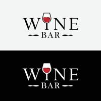 marchio del wine bar con modello di progettazione del logo del bicchiere di vino vettore