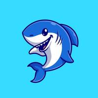 carino squalo pesce cartone animato vettore icona illustrazione. animale natura icona concetto isolato premio vettore. piatto cartone animato stile