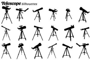 vettore illustrazione di sagome di telescopio impostato