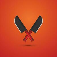 metallo mannaia mannaia coltello con rosso di legno maniglia vettore