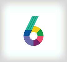 creativo astratto numero 6 multicolore lineare logo. moderno testo Linee con nuovo pop arte colori. numero alfabeto modello. creativo formazione scolastica vettore.geometrico vettore