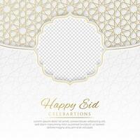 contento eid islamico lusso saluto carta sociale media inviare con foto telaio vettore