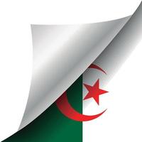 bandiera dell'algeria con angolo arricciato vettore