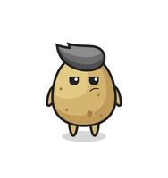 simpatico personaggio di patate con espressione sospettosa vettore