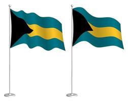 bandiera di Bahamas su pennone agitando nel vento. vacanza design elemento. posto di controllo per carta geografica simboli. isolato vettore su bianca sfondo