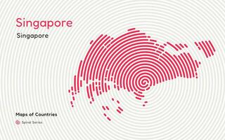 astratto carta geografica di Singapore con cerchio Linee. identificazione suo capitale città, Singapore. spirale impronta digitale serie vettore