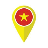 bandiera di Vietnam bandiera su carta geografica Pinpoint icona isolato giallo colore vettore