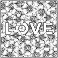 fiore mehndi con cornice a forma di cuore vettore