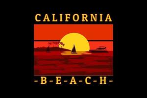 design retrò silhouette spiaggia california vettore