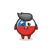 espressione delusa del cartone animato del distintivo della bandiera del Cile vettore