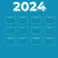 2024 calendario progettista modello, mensile scrivania calendario modello 2024 anno, annuale attività commerciale calendario. vettore