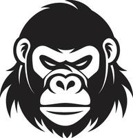safari maestà monocromatico primate icona maestoso giungla emblema nero gorilla logo vettore