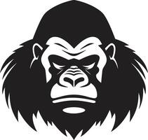 serenità nel monocromatico re di il giungla elegante scimmia sguardo nero gorilla emblema vettore