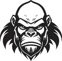 serenità nel il selvaggio gorilla logo icona nobile re di il giungla monocromatico arte vettore