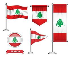 vettore impostato di il nazionale bandiera di Libano nel vario creativo disegni