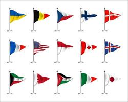 impostato di triangolo bandiere mondo distintivo emblema vettore