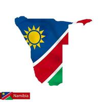 namibia carta geografica con agitando bandiera di nazione. vettore