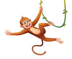 carino scimmia sospeso cartone animato personaggio illustrazione isolato su bianca sfondo vettore