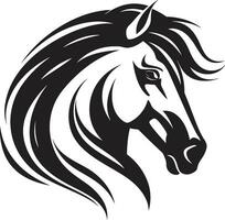 emblema di forza nero equino logo iconico stallone maestà vettore simbolo